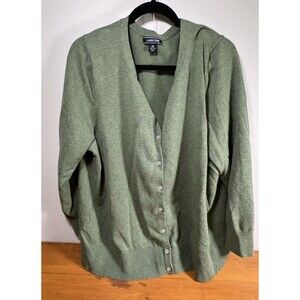 Lands End Crewneck Cardigan Sage Green Plus 2X Quiet Luxury Capsule Wardrobe